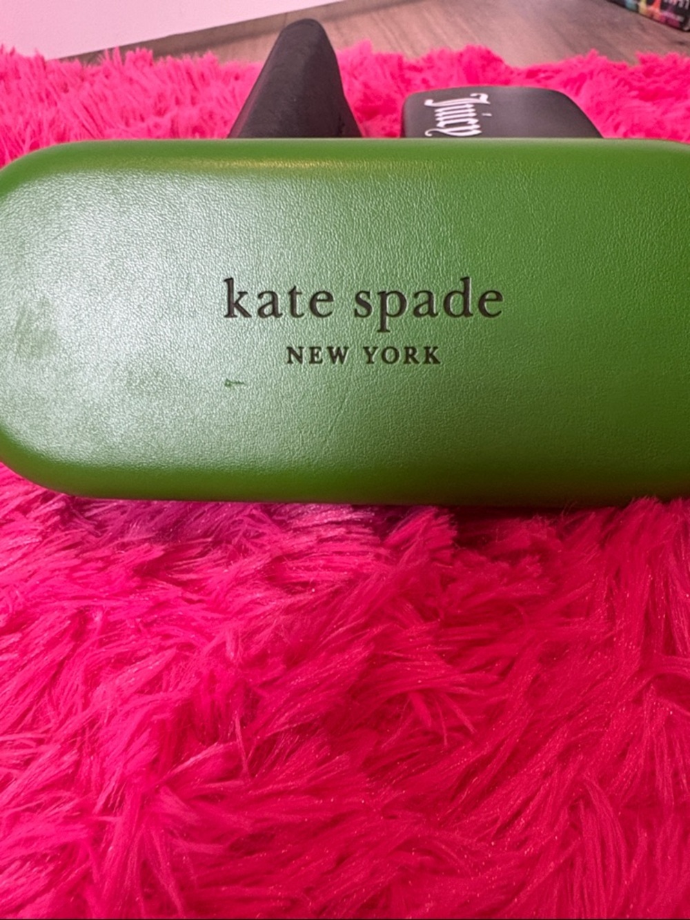 kate spade Glossy Black Square Sunglasses with Gradient Pink Smoke Lenses - Picture 6 of 11